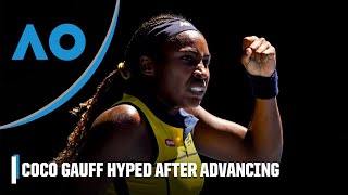 Coco Gauff FIRED UP after winning match point vs Kostyuk to advance to semis 👏  Australian Open [upl. by Tarrah]