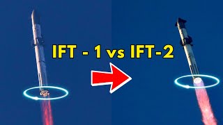 Starship Launch IFT2 Vs IFT1  Perfectly Synced Side by Side Comparison Video [upl. by Adnomar304]