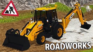 ROADWORKS IN FARMING SIMULATOR 17  JCB 3CX [upl. by Esil]