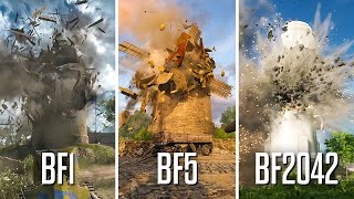 Battlefield Destruction Comparison Battlefield 1  Battlefield 5  Battlefield 2042 [upl. by Linea]