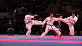 TURKEY Male Team Kata  Bunkai Kata Unsu  Bronze medal fight 2014 World Karate Championships [upl. by Gninnahc]