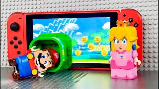 Lego Mario enters the Nintendo Switch and timetravels for Peach What will Bowser do legomario [upl. by Nomrah]