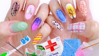 10 Nail Art Designs Using HOUSEHOLD ITEMS  The Ultimate Guide 2 [upl. by Nnaeirb]