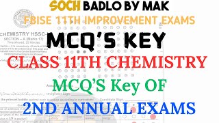 MCQS Key OF Class 11th Chemistry 2nd Annual Exams  Soch Badlo By MAK [upl. by Adiaz]