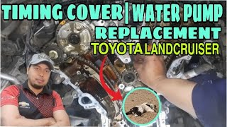 HOW TO FIX ENGINE TIMING COVER  WATER PUMP PART 2 TOYOTA LANDCRUISER jamescarevlog [upl. by Aneekal181]