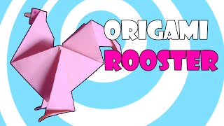 Easy Origami Rooster Instructions [upl. by Oraneg197]