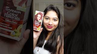 Garnier color naturals Raspberry Red on dark Indian hair garniercolornaturals haircolor garnier [upl. by Winson]