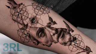 BLACK and GREY MARCUS AURELIUS TATTOO  TIMELAPSE [upl. by Icnarf]