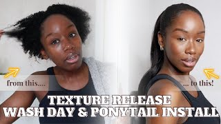 Texture Release Wash Day routine  Can I install a ponytail Fine 4C hair [upl. by Bazar]