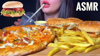 ASMR BURGER KING  PAPA JOHN’S NEW CHICKEN CHEESE PIZZA MUKBANG NO TALKING EATING [upl. by Llenna]