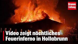 Video zeigt nächtliches Feuerinferno in Hollabrunn  kronetv NEWS [upl. by Epilif]