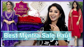 Myntra Sale Haul  Dhotiset Handwork Suitset saree for festivals  kurti haul with Vaishali Mitra [upl. by Cassell90]