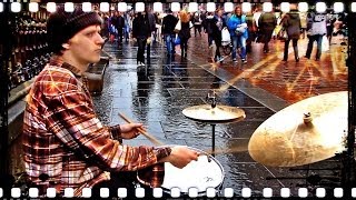 Joe ONeill Busking Drummer Extraordinaire Buchanan Street Glasgow Scotland [upl. by Killen]