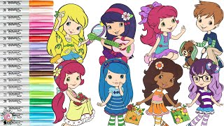 Strawberry Shortcake and Friends Coloring Book Compilation Cherry Jam Orange Blossom Huckleberry Pie [upl. by Grannias]