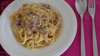 Ricetta pasta veloce con tonno in scatola spaghetti alla carbonara con tonno [upl. by Ahsima344]