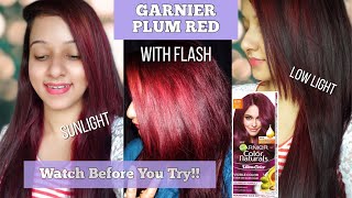 I Tried Garnier Hair Colour PLUM RED  Honest Review  Plum Red Hair  Twilight QueenBee [upl. by Analahs]