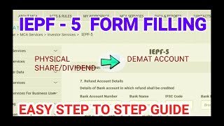 IEPF 5 FORM EASY PHYSICAL SHAREDIVIDEND TRANSFER TO DEMAT ACCOUNT Client Master listHindiEnglish [upl. by Anwad]