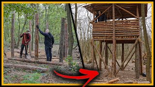 Das Stelzenhaus  Kompletter Bau in einem Video  Bushcraft Treehouse Shelter  Whole Building [upl. by Odnomra529]