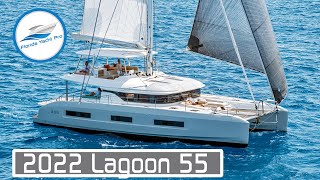 55 Lagoon 2022 NEW Sailing Catamaran Walkthrough  2021 Cannes Yacht Festival [upl. by Annirac]