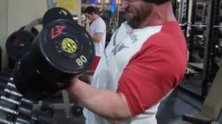 80lb Strict Dumbbell Curl  For 2 REPS Per Arm [upl. by Koloski]