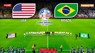 USA vs BRAZIL Final  Copa America 2024  Full Match All Goals  PES PC Gameplay [upl. by Jemie]