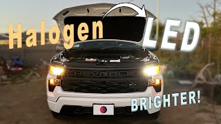 How to Replace Headlight bulbs to LED on 2022 Chevrolet Silverado 1500 Custom FAST SAVES MONEY [upl. by Hajidak]