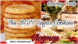 VLOGMAS DAY 19  How to make SUGAR COOKIES easy recipe  HOLIDAY PARTY [upl. by Itisahc]