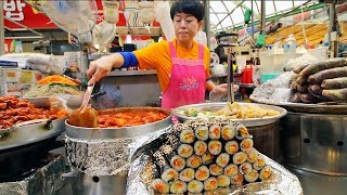 KOREAN STREET FOOD  Gwangjang Market Street Food Tour in Seoul South Korea  BEST Spicy Korean Food [upl. by Occir351]