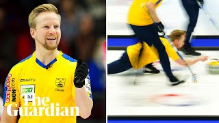 Best shot in history Niklas Edin stuns with spin at World Curling Championship [upl. by Adnalohs]