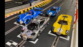 Scalextric Arc Pro  digital  Mclaren GTR against 3 pace cars  Ford Porsche [upl. by Erehpotsirhc]