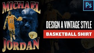 How To Design VINTAGE SPORTS TShirts Full PHOTOSHOP Tutorial 90s Bootleg Bulls Vibe [upl. by Refiffej]