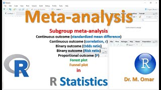 Subgroup meta analysis odds risk ratio proportional mean difference correlation in R Statistics [upl. by Nellda]