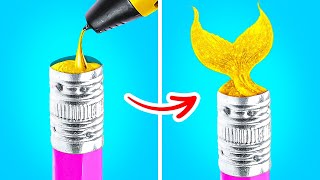 3D PEN VS GLUE GUN  Fantastic Hot Glue And 3D Pen Crafts And DIY Art Hacks By 123 GO Like [upl. by Zielsdorf]