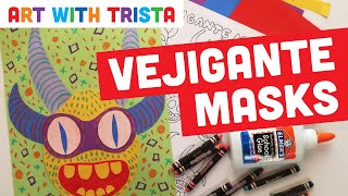 Vejigante Mask Hispanic Heritage Month Art Tutorial  Art With Trista [upl. by Ahen]