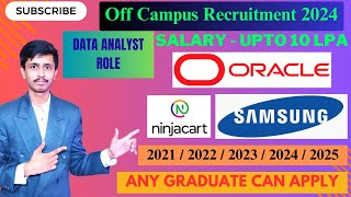 Oracle Recruitment 2024  Samsung Hiring 2024  Ninjacart Hiring 2024  Data Analyst Role  Jobs [upl. by Kcirted]