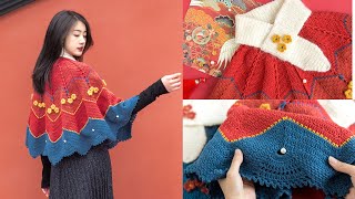 Royal Shawl with Keyhole Scarf Free Crochet Pattern  Beginner Easy 钩针《宫》系列 云肩龙华斗篷 编织视频教程 1 [upl. by Uolyram]