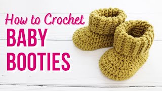 How to Crochet Baby Booties  New amp Improved  Beginner Friendly [upl. by Ednew]