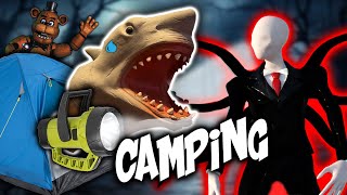 Shark Puppets HAUNTED Halloween Camping Trip [upl. by Aicre54]