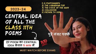 Central Idea of Class 11th Poems  Central Idea Class 11th  class 11th  Class 11 Exams 202324 [upl. by Adnohsel]