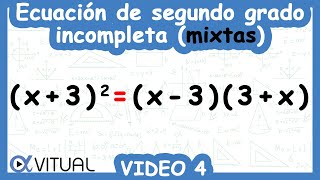 Solución de Ecuaciones de Segundo Grado Incompletas Mixtas  Video 4 de 5 [upl. by Jemima]