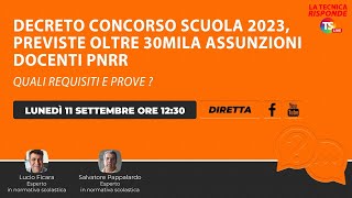 Decreto concorso scuola previste oltre 30mila assunzioni docenti Pnrr quali requisiti e prove [upl. by Haziza]