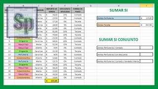 Excel  Sumar si sumar si conjunto Sumar utilizando uno o varios criterios [upl. by Ynnhoj915]