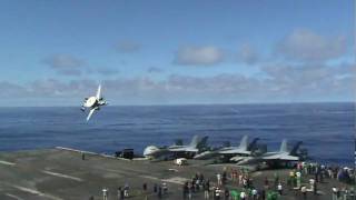 E2C Hawkeye 2000 doing ultra low pass on the USS Ronald Reagan [upl. by Airdnahs]