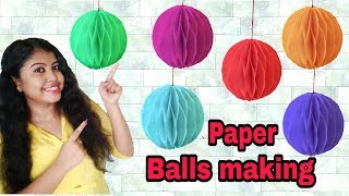 DIY Easy Party Decorations IdeasPaper balls making Easy paper craftArtHolic KM [upl. by Yaner59]