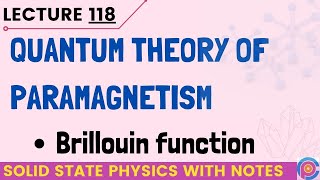 Quantum Theory of Paramagnetism  susceptibility of paramagnetic substances  Brillouin function [upl. by Yanat]