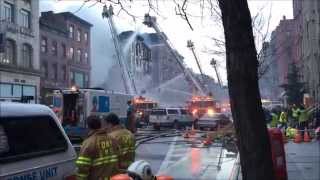 FDNY BATTLING 7 ALARM 1060 MAJOR BUILDING COLLAPSE amp FIRE ON 2ND AVENUE IN MANHATTAN NEW YORK [upl. by Noicnecsa]