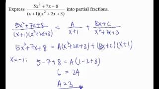 5 Partial Fractions  Example 3 partial fractions with nonfactorizable quadratic factor [upl. by Dylane205]