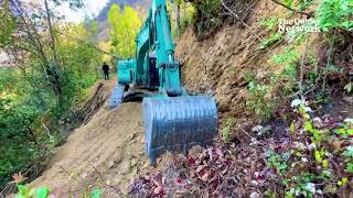 Building a New Road Atop the Hill  Excavator Videos  Construction Site  Skillful Operator KOBALCO [upl. by Mehsah895]