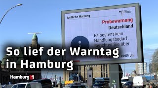 Sirenen funktionieren Anzeigetafeln erst verzögert  Bundesweiter Warntag in Hamburg [upl. by Bannister]