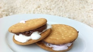 3分鐘棉花糖朱古力夾餅  簡易食譜  marshmallow chocolate biscuit sandwich [upl. by Doowyah]